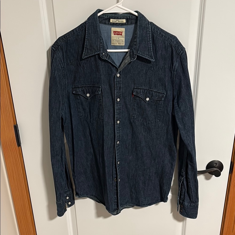 Levi's Men's Casual Denim Button-Down Shirt - Dark Blue